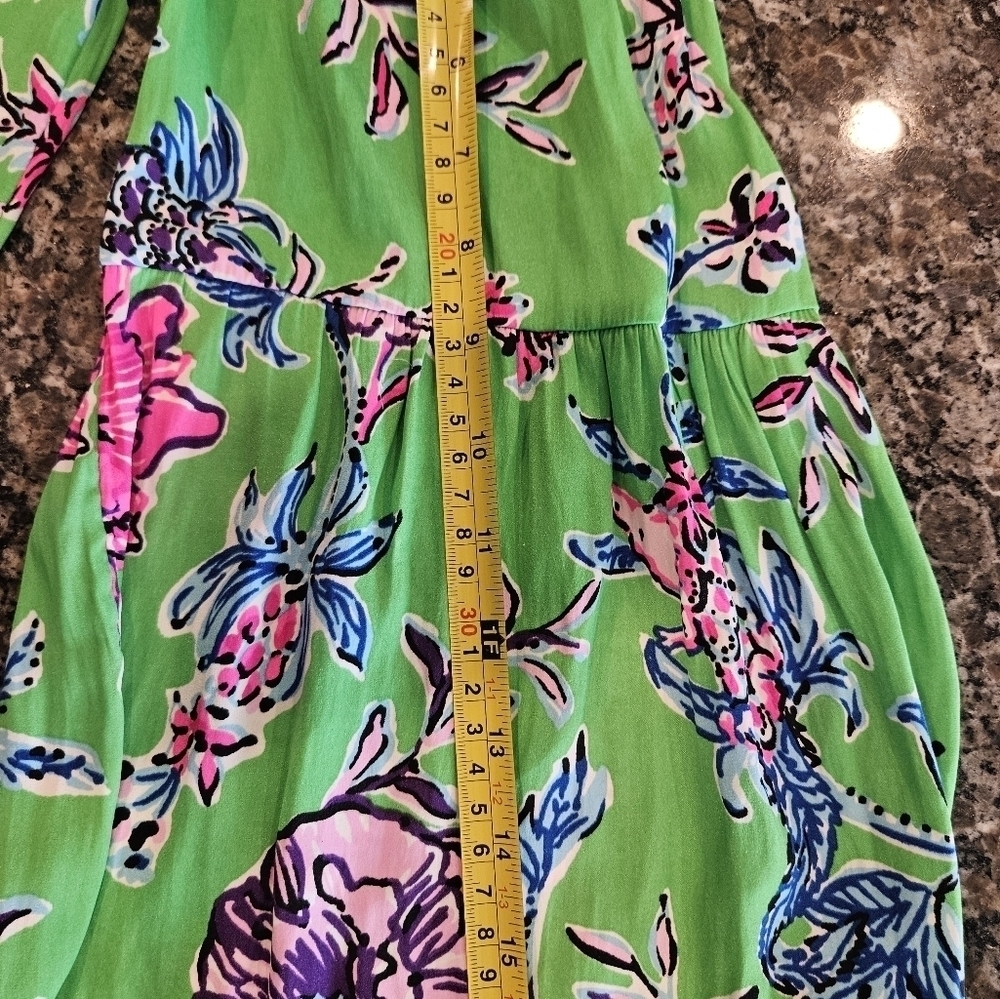 Lilly Pulitzer Brewster Blooms Nevie Off-Shoulder Top Gecko Green Pink M NWT - Picture 7 of 7